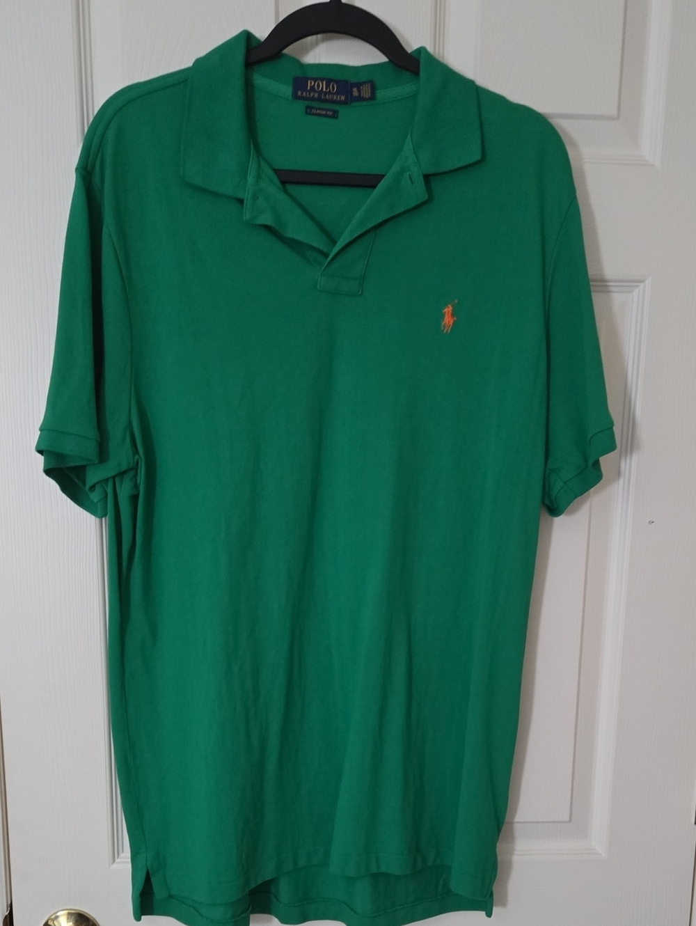 Men Polo by Ralph Lauren Emerald Green Polo with Orange Pony